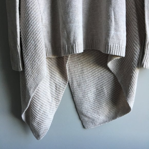 Oatmeal waterfall front cardigan wrap with button - Picture 10 of 16